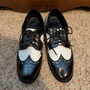 Classic Black and White Men's Dress Shoes